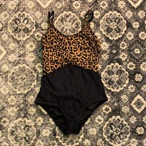 Leopard/black swimsuit